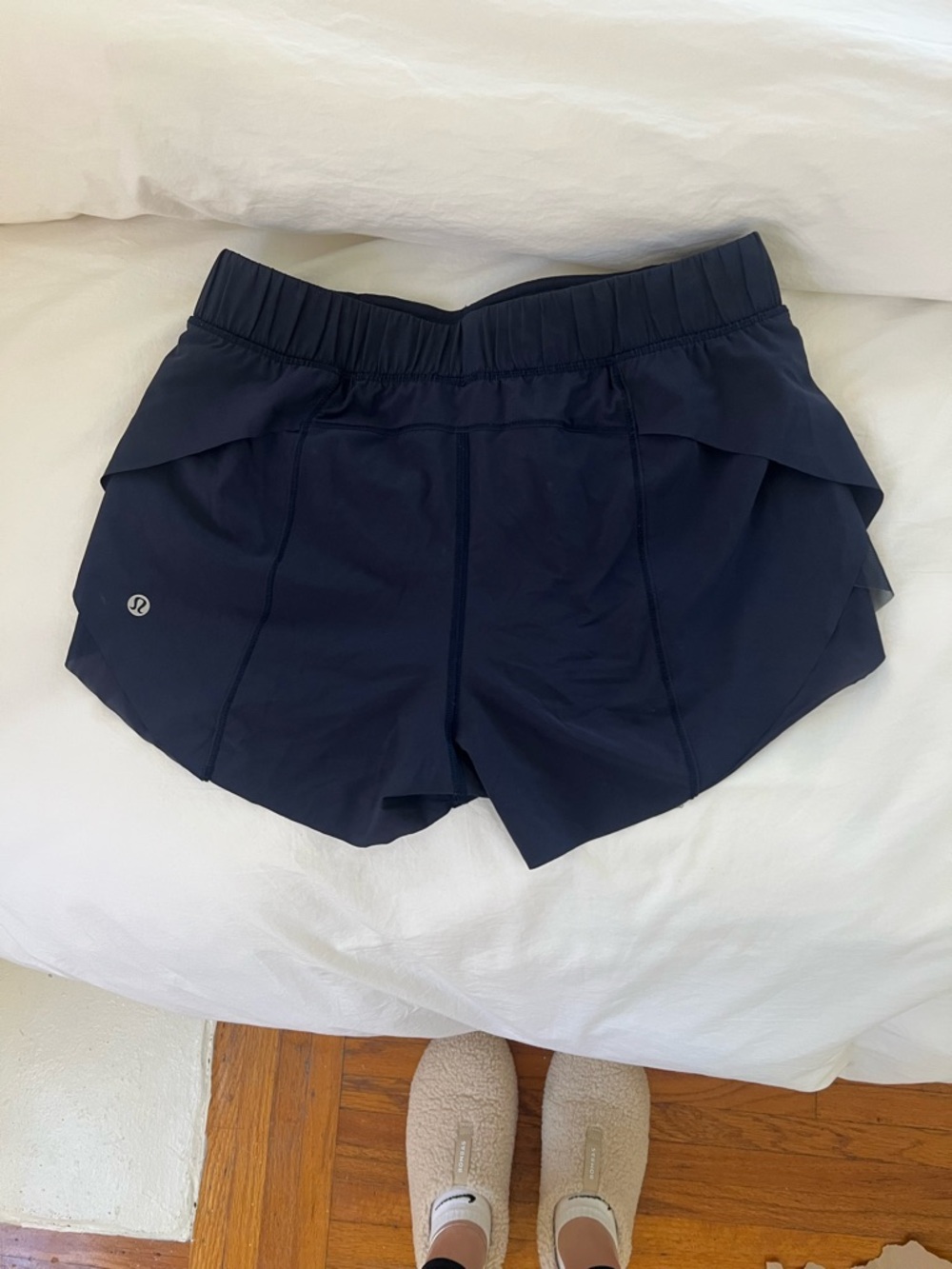 lululemon athletica navy layered hem athletic shorts